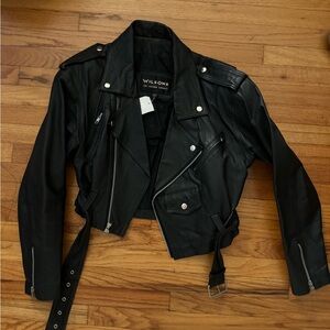 VINTAGE WILSON CROPPED LEATHER JACKET ZIP WOMENS
